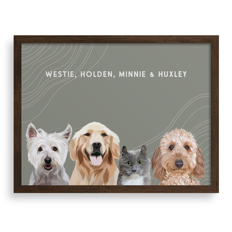 Custom Four Pet Portrait