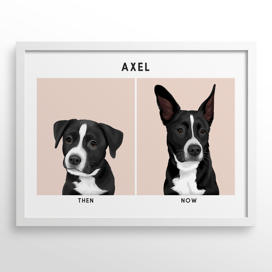 Custom Then & Now Pet Portrait