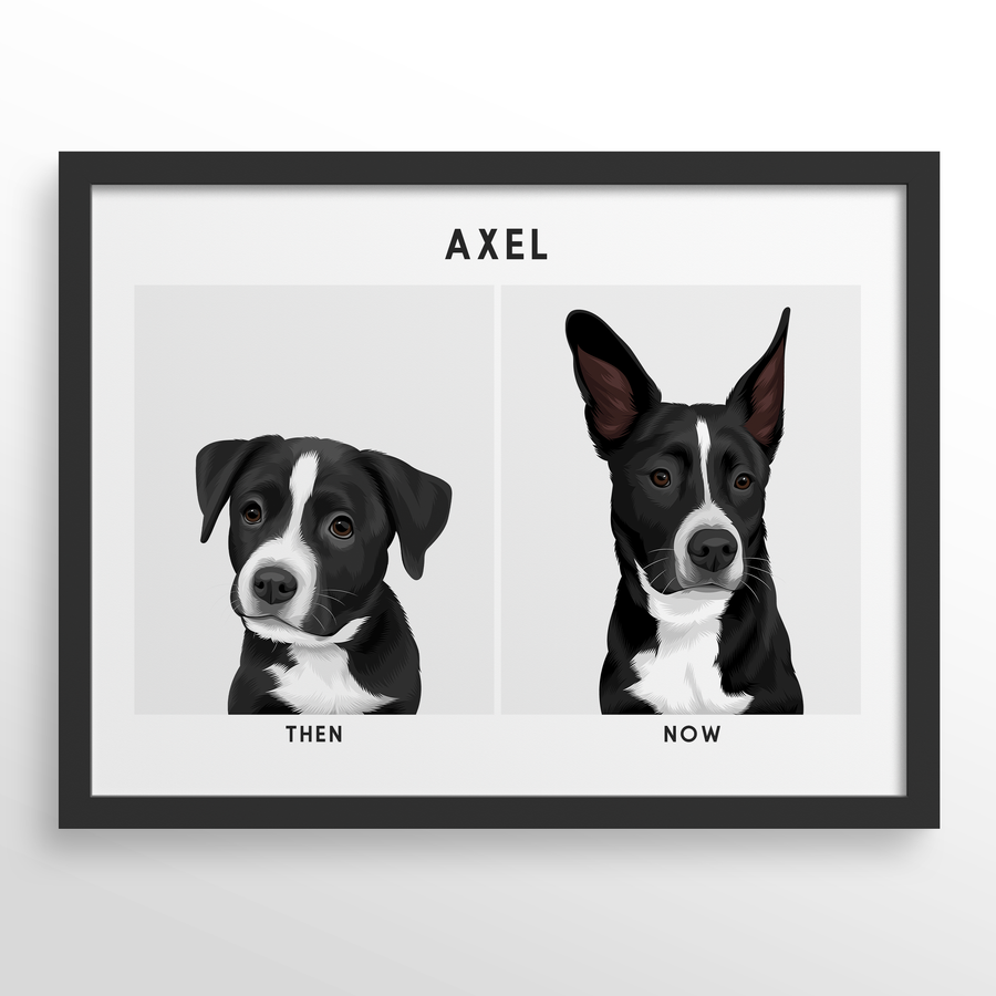 Custom Then & Now Pet Portrait