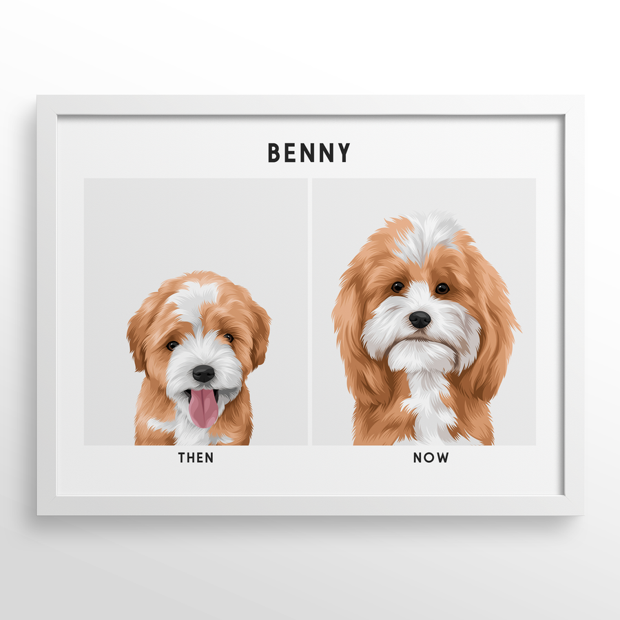 Custom Then & Now Pet Portrait