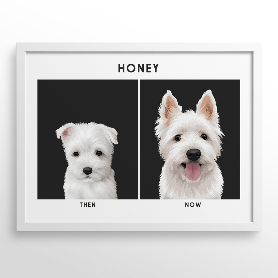 Custom Then & Now Pet Portrait