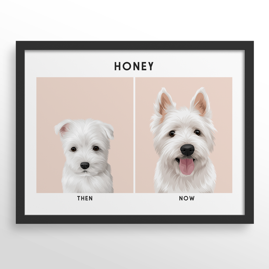 Custom Then & Now Pet Portrait