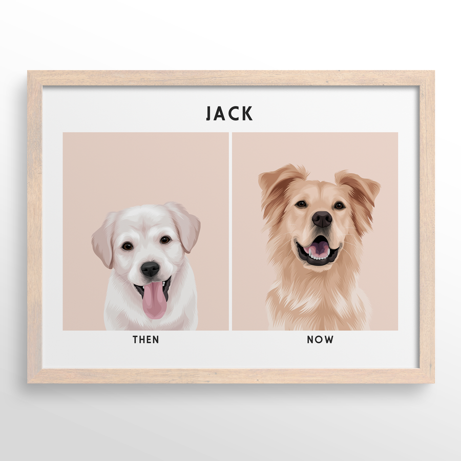 Custom Then & Now Pet Portrait