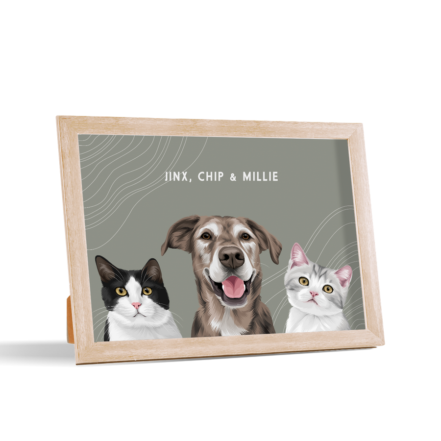 Custom Desktop Three Pet Portrait