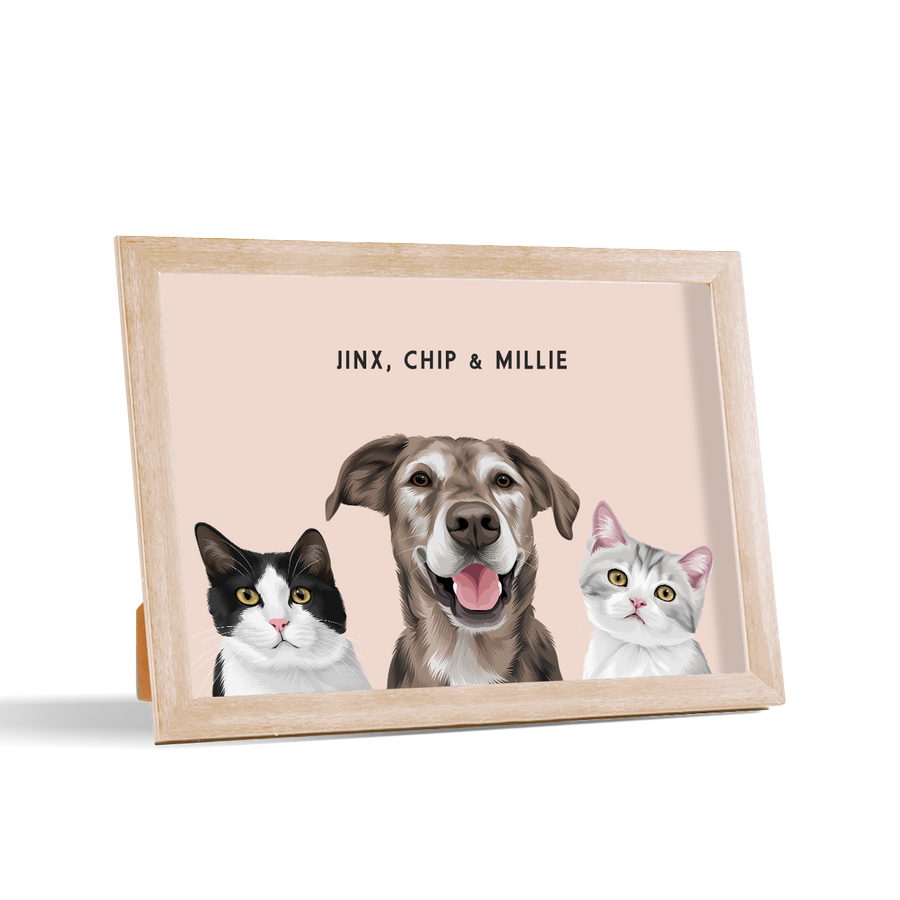 Custom Desktop Three Pet Portrait