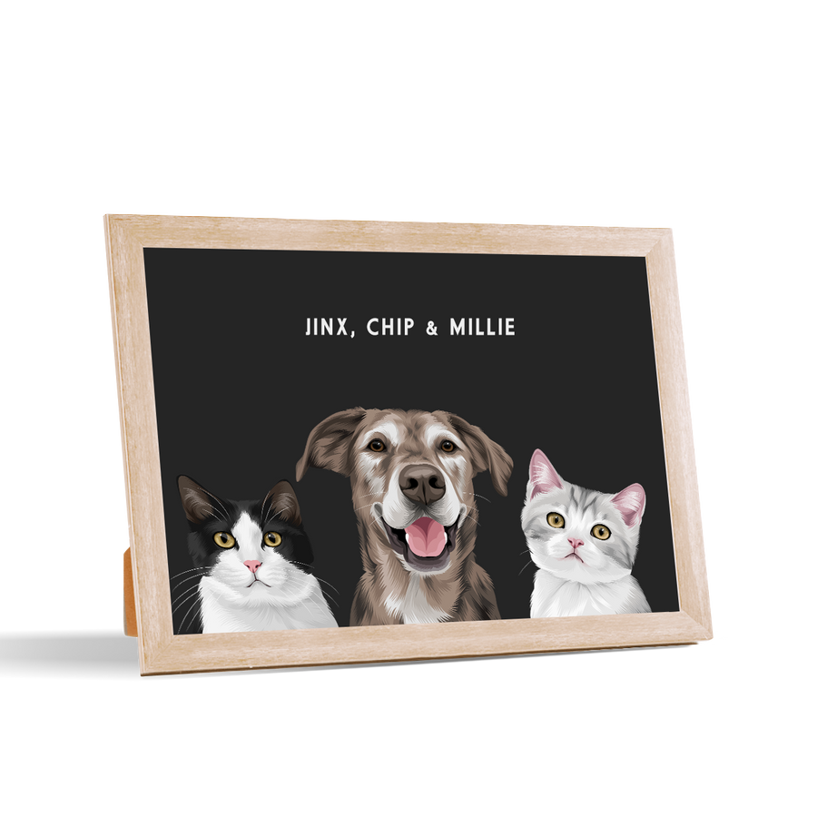 Custom Desktop Three Pet Portrait