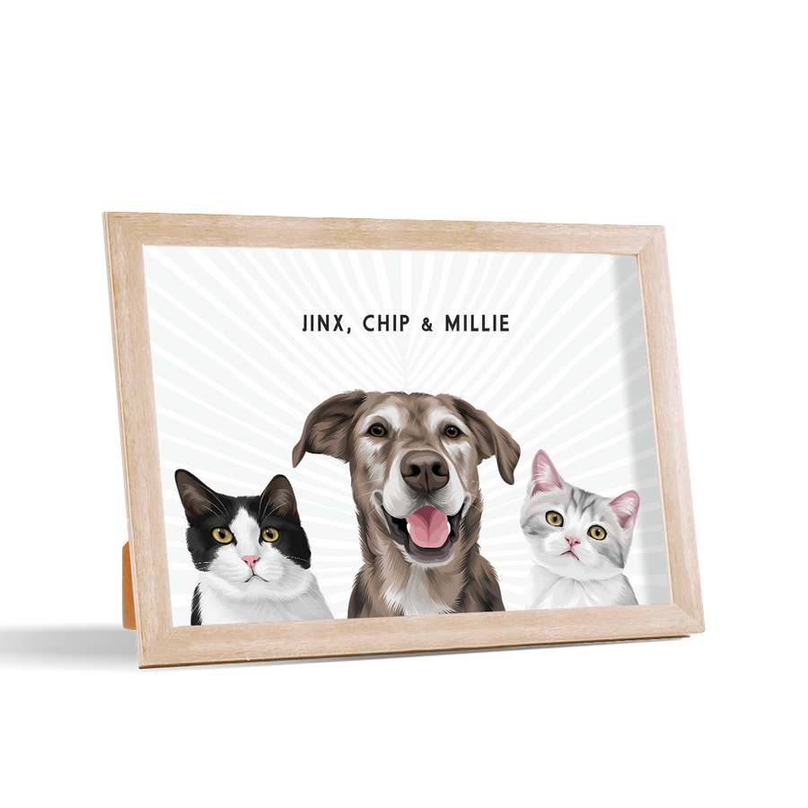 Custom Desktop Three Pet Portrait