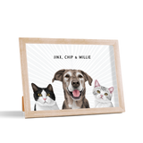 Custom Desktop Three Pet Portrait