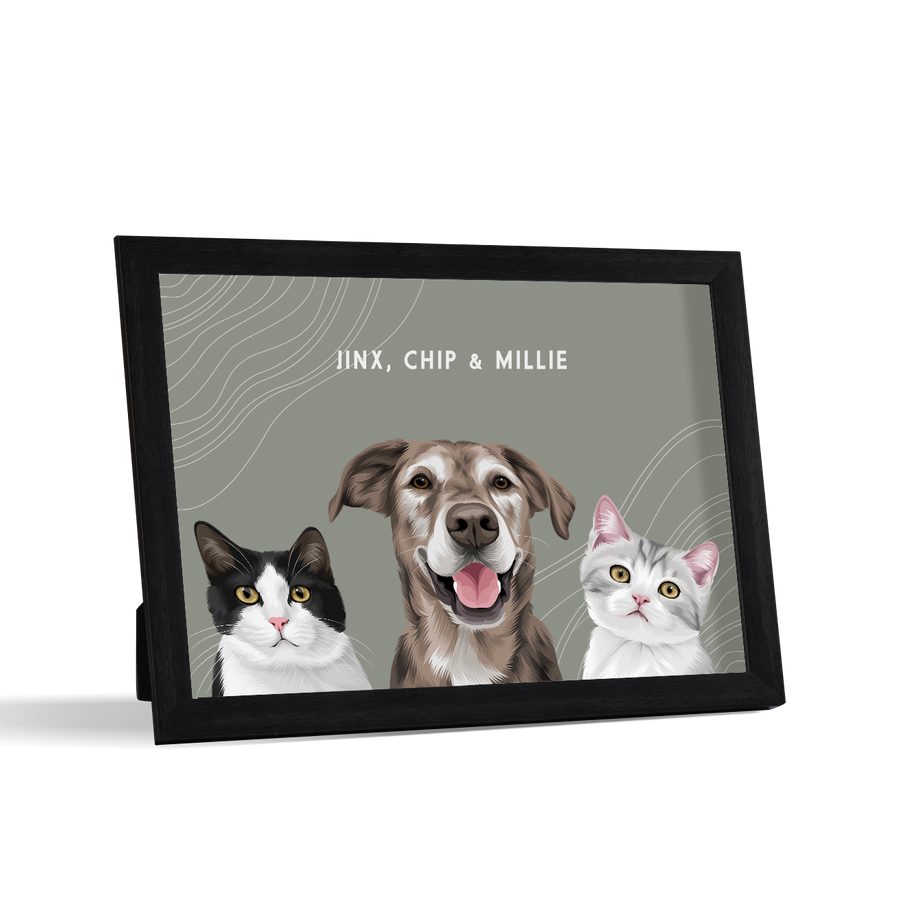 Custom Desktop Three Pet Portrait