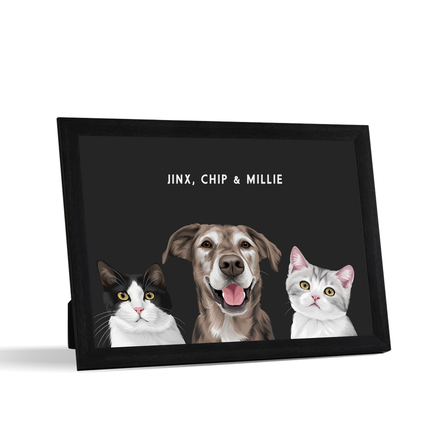 Custom Desktop Three Pet Portrait