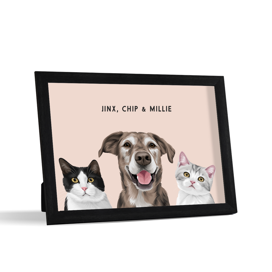 Custom Desktop Three Pet Portrait