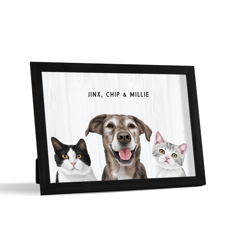 Custom Desktop Three Pet Portrait