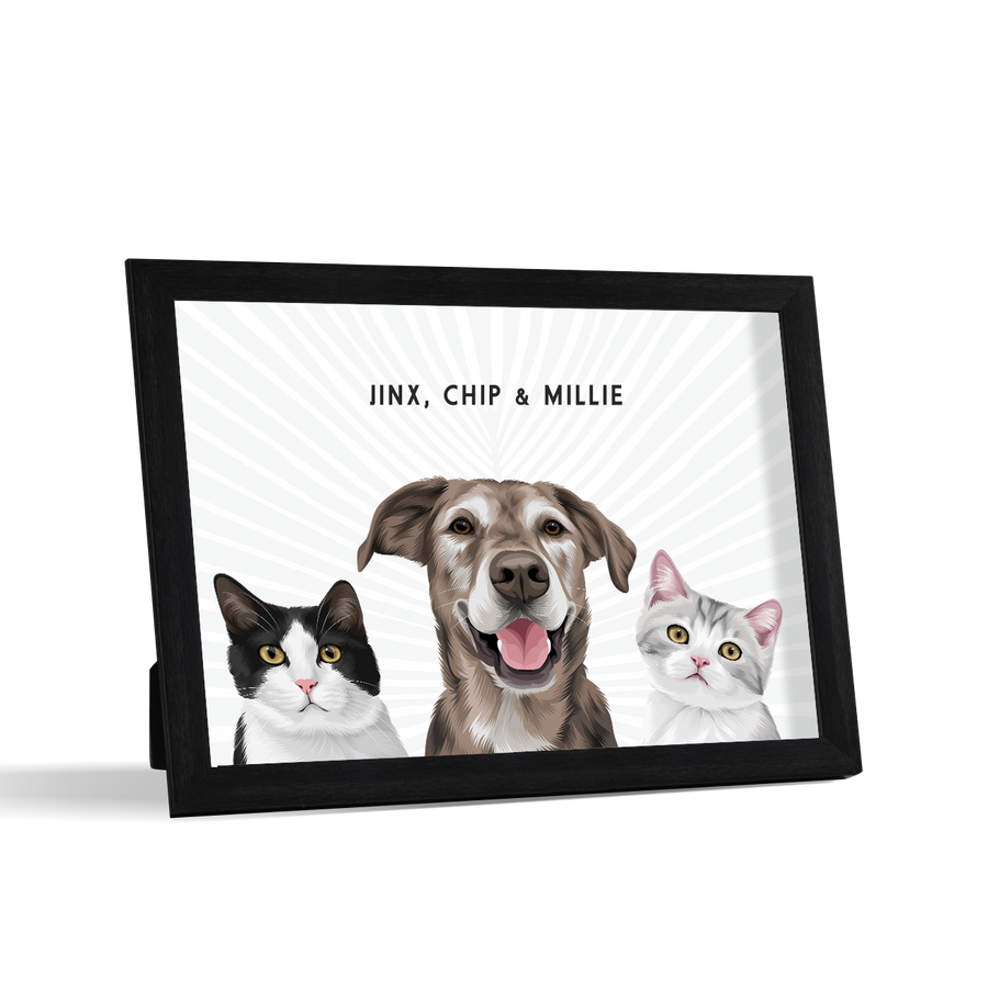 Custom Desktop Three Pet Portrait
