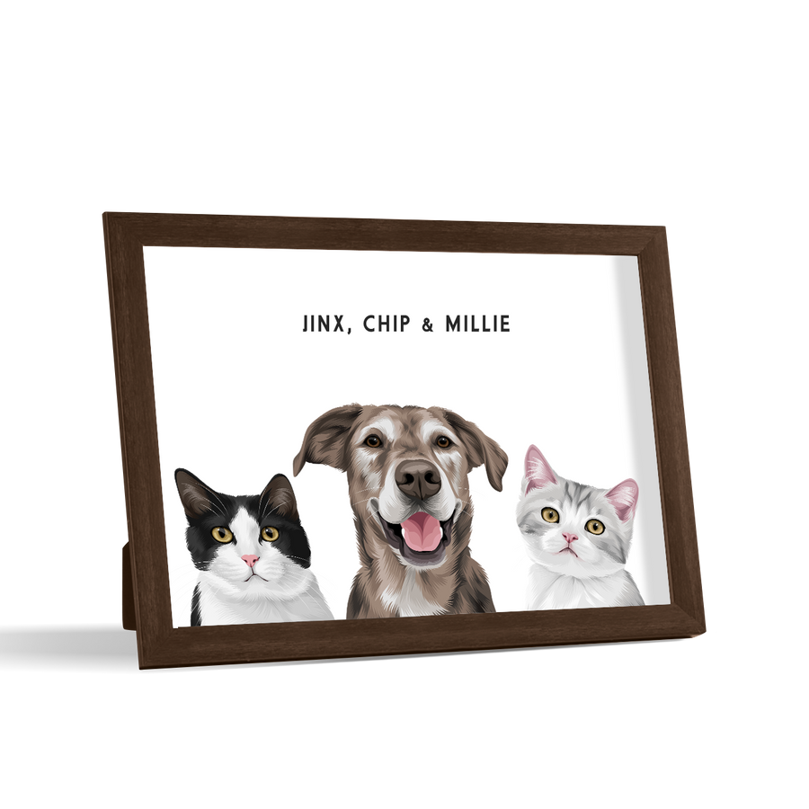 Custom Desktop Three Pet Portrait