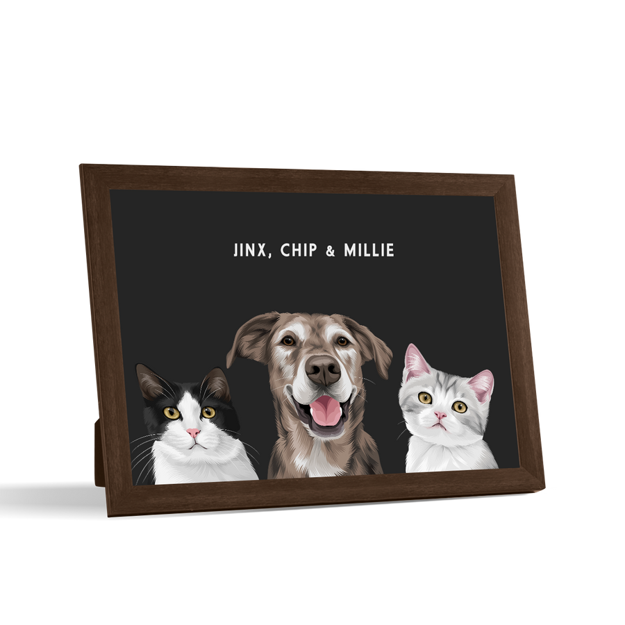 Custom Desktop Three Pet Portrait