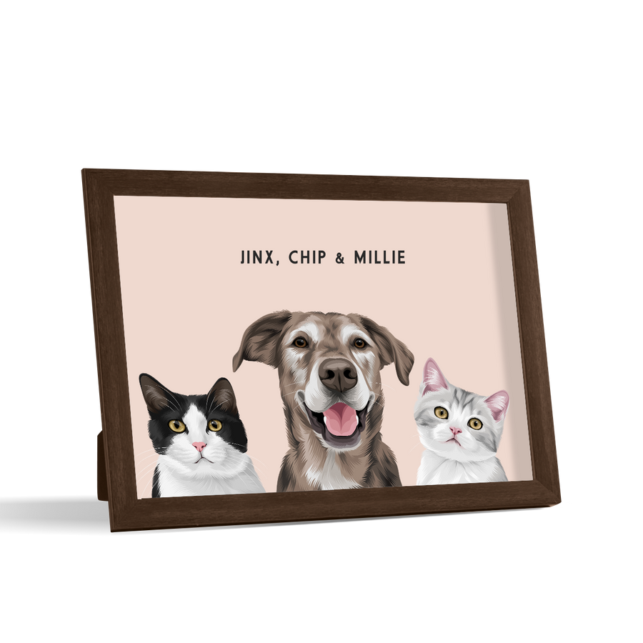 Custom Desktop Three Pet Portrait