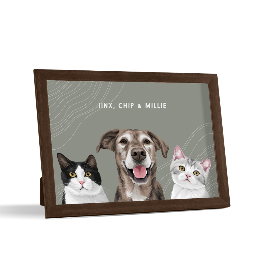 Custom Desktop Three Pet Portrait
