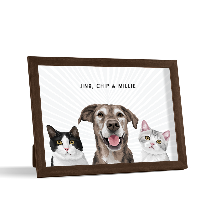 Custom Desktop Three Pet Portrait