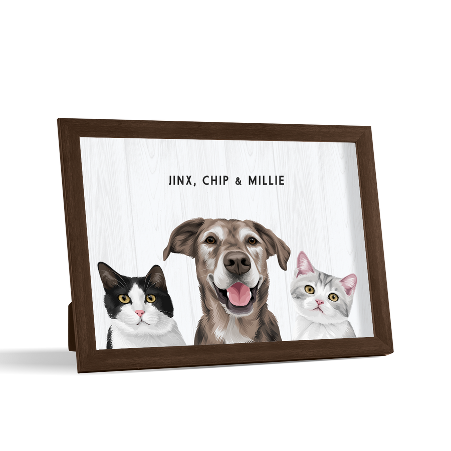 Custom Desktop Three Pet Portrait
