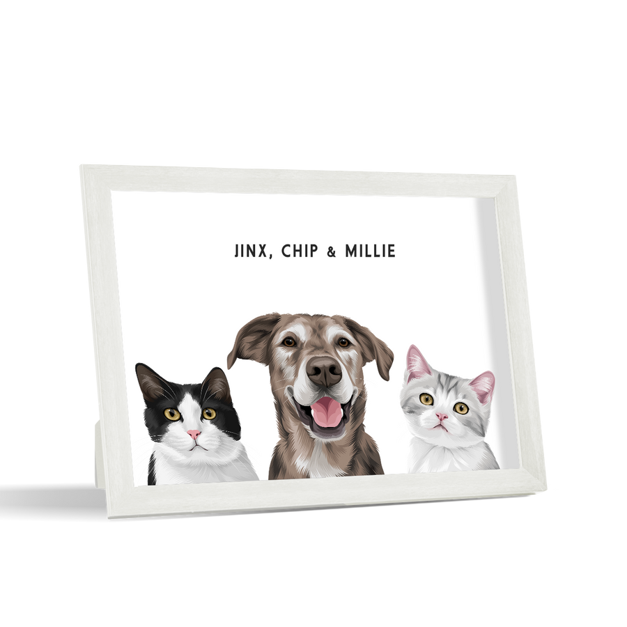 Custom Desktop Three Pet Portrait