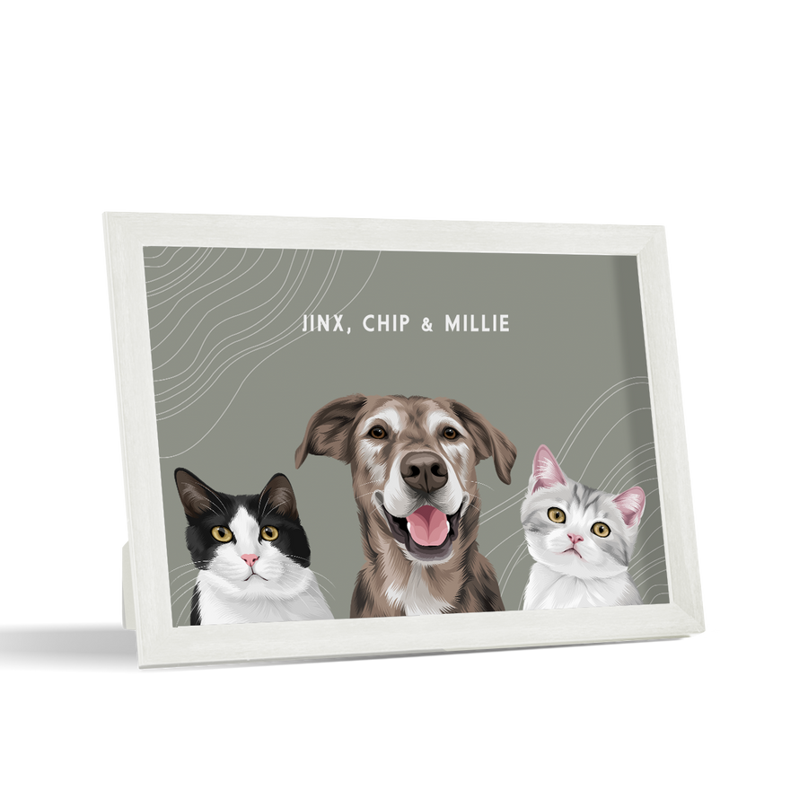 Custom Desktop Three Pet Portrait