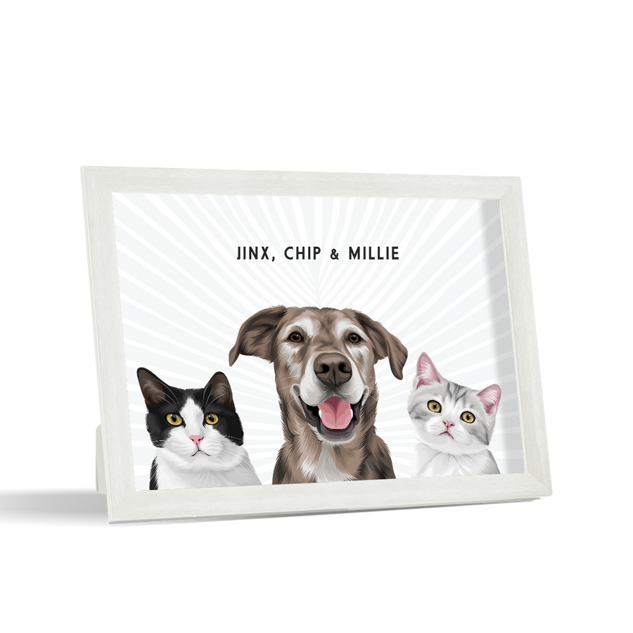 Custom Desktop Three Pet Portrait