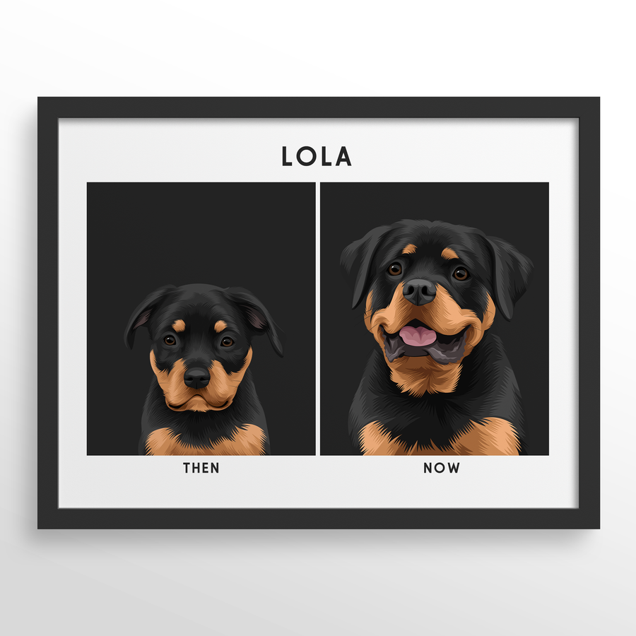 Custom Then & Now Pet Portrait