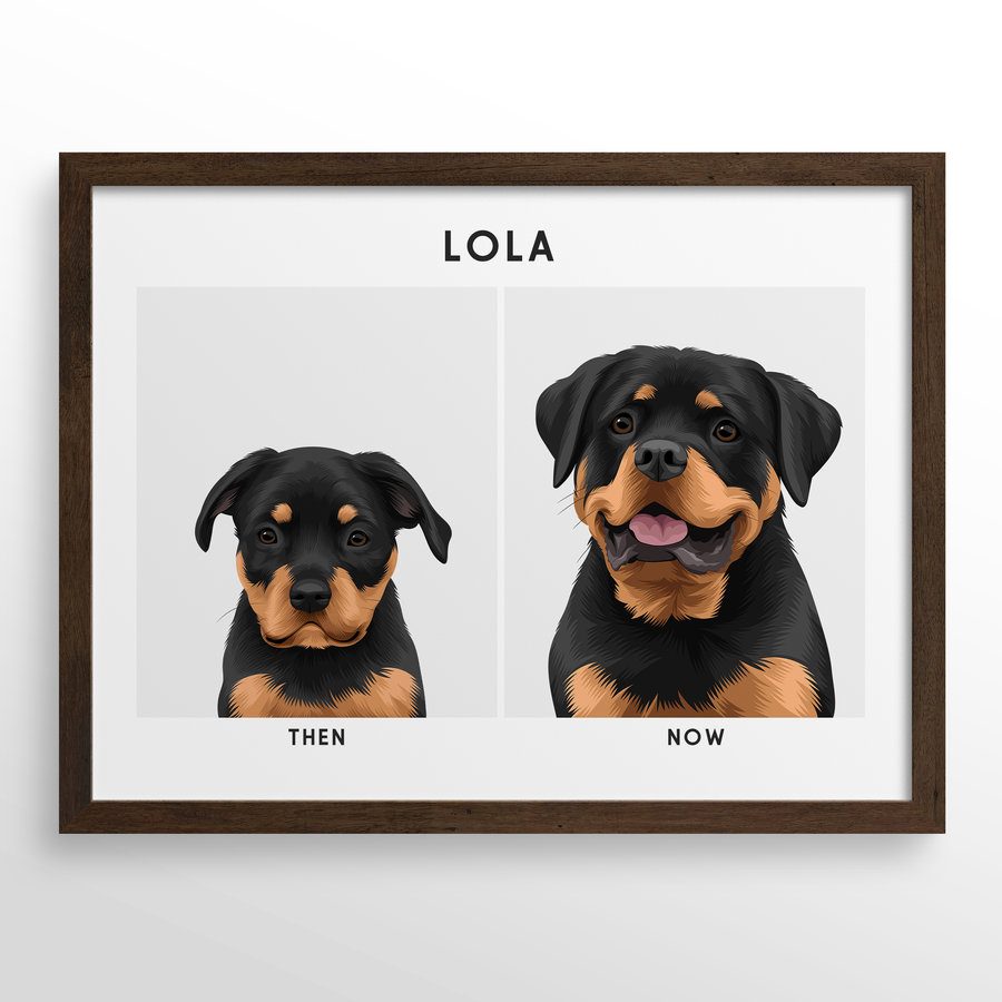 Custom Then & Now Pet Portrait