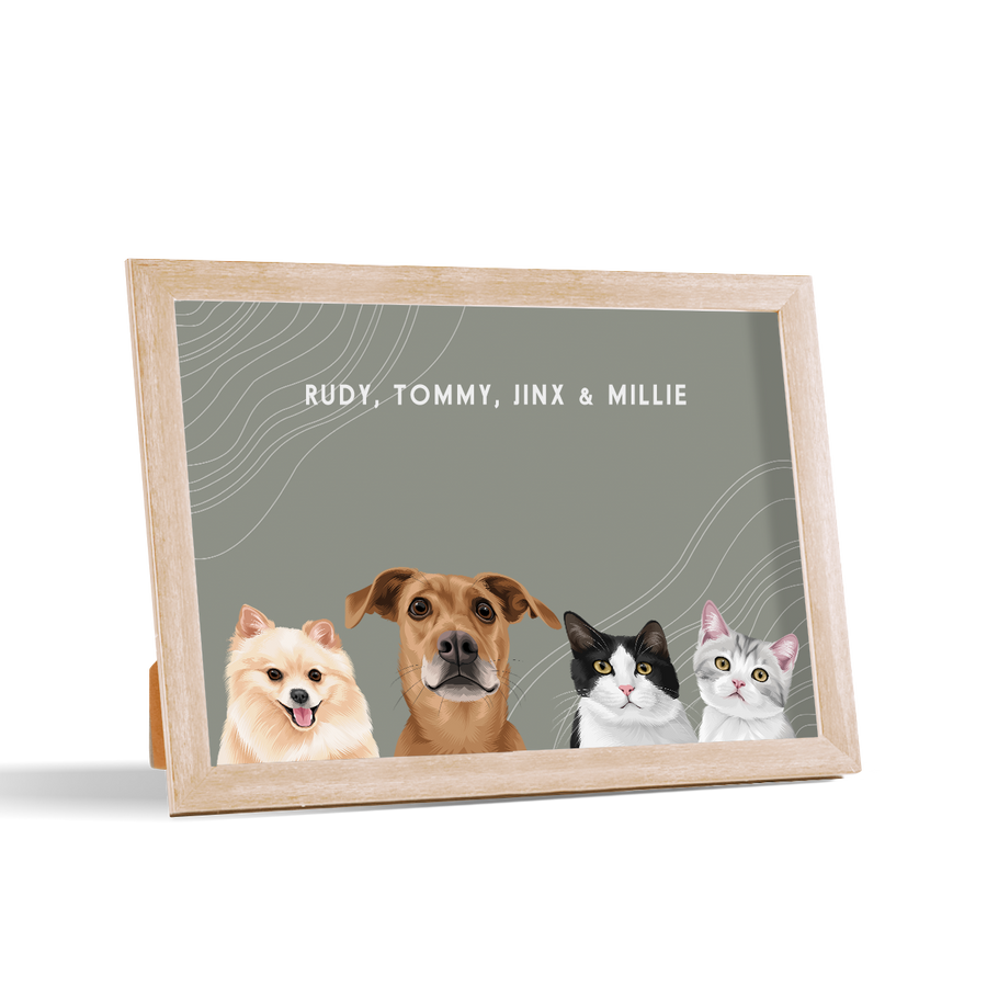 Custom Desktop Four Pet Portrait