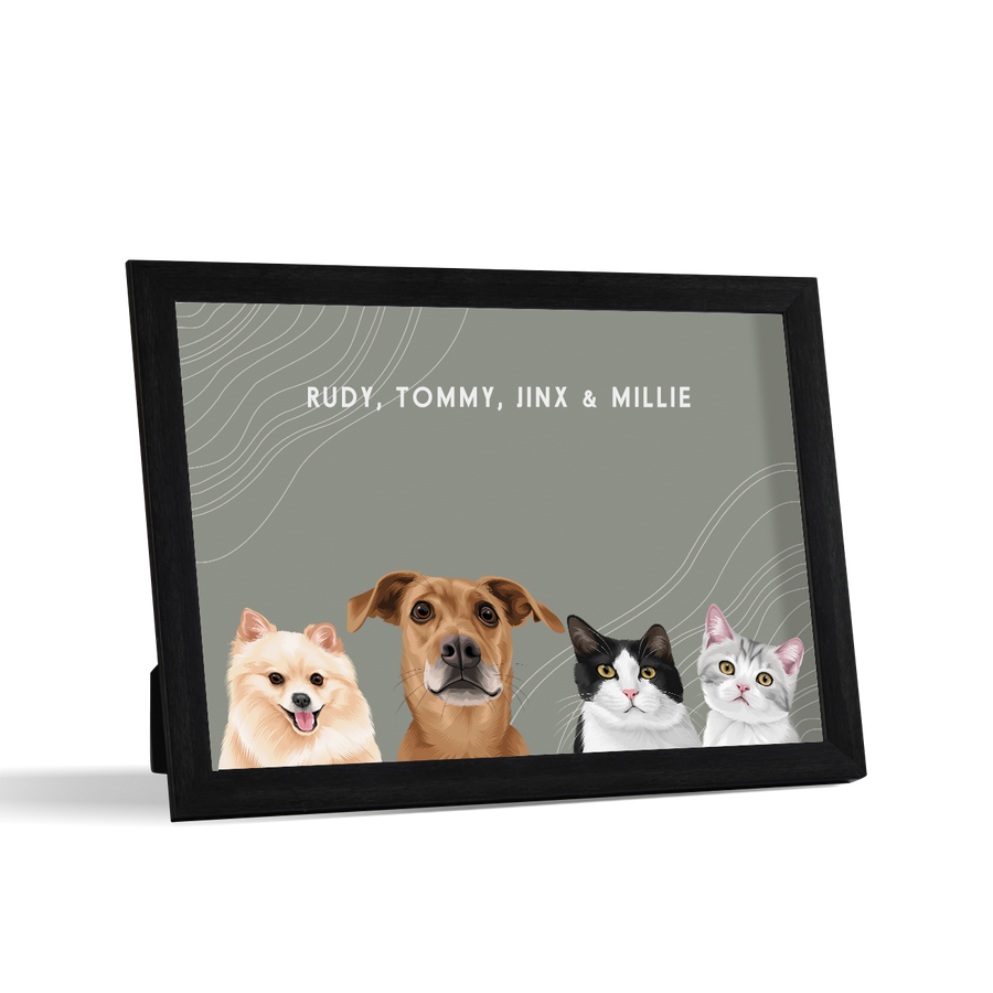 Custom Desktop Four Pet Portrait