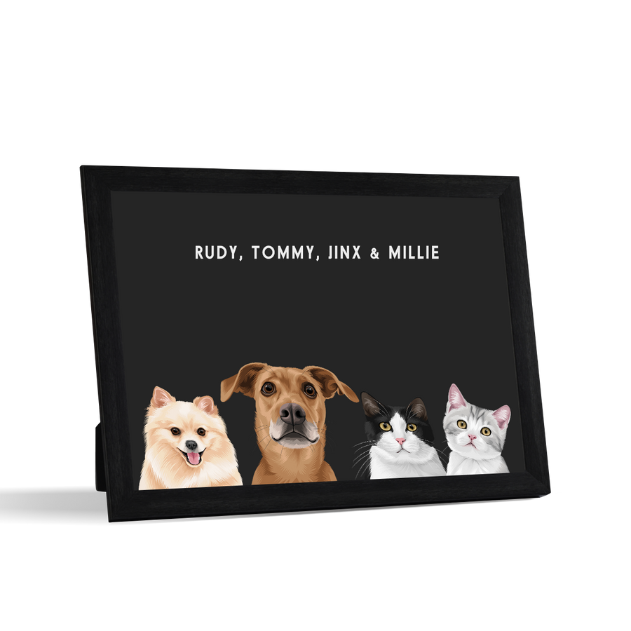 Custom Desktop Four Pet Portrait
