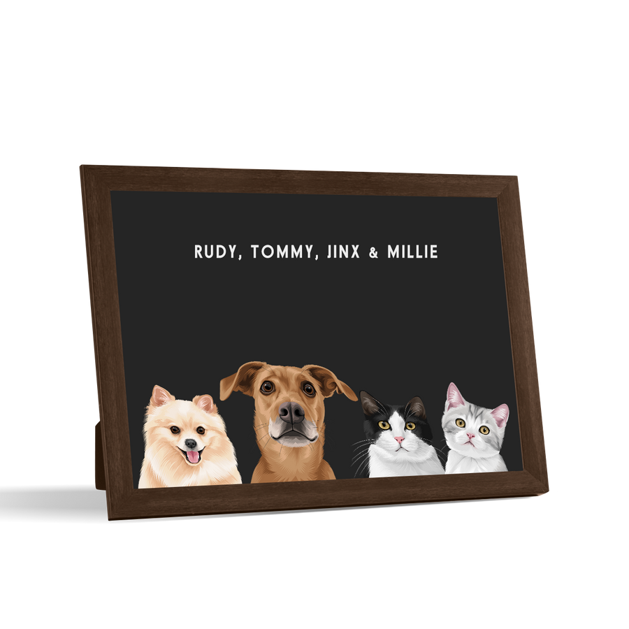 Custom Desktop Four Pet Portrait