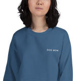 dog mom crew neck sweatshirt in indigo blue