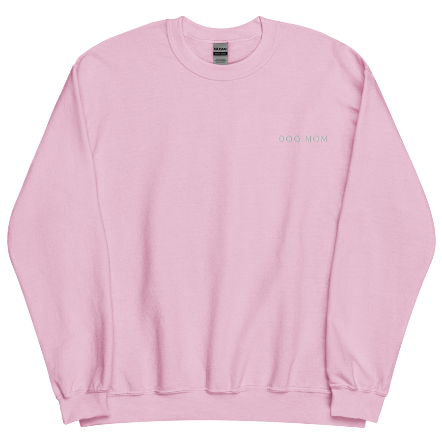dog mom crew neck sweatshirt in light pink