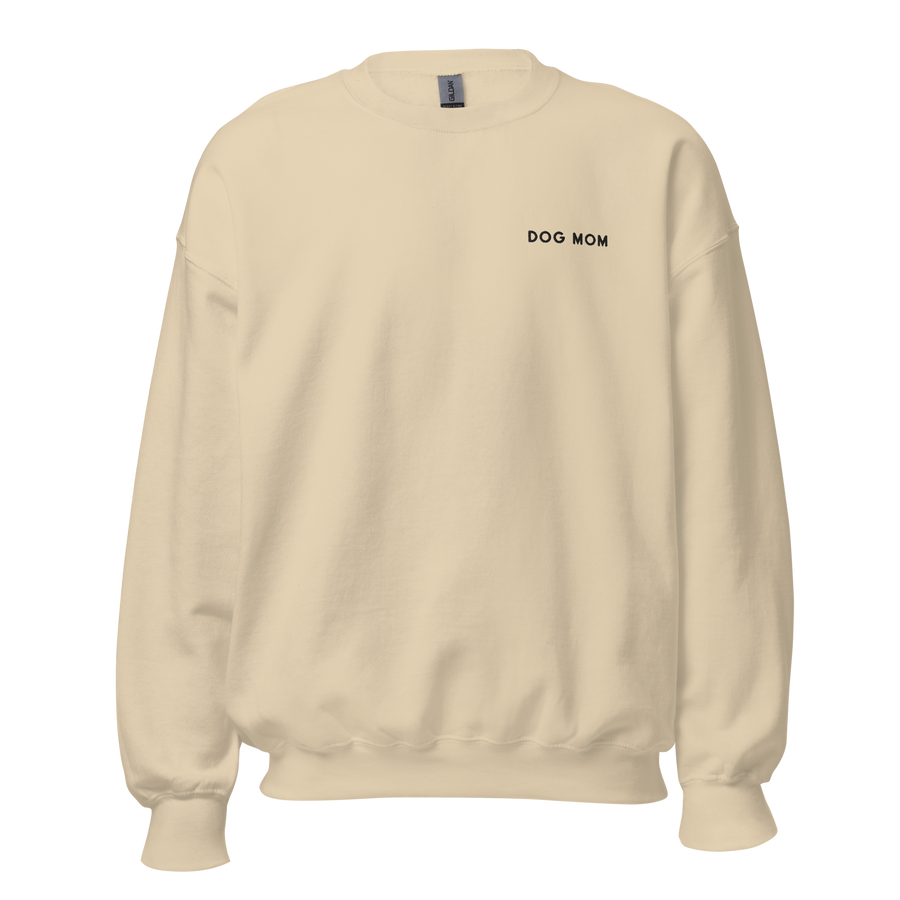 dog mom crew neck sweatshirt in sand color
