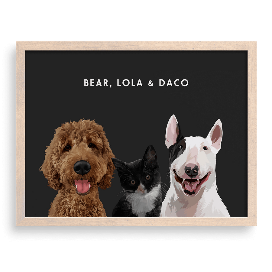 Custom Three Pet Portrait
