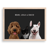 Custom Three Pet Portrait