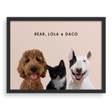 Custom Three Pet Portrait