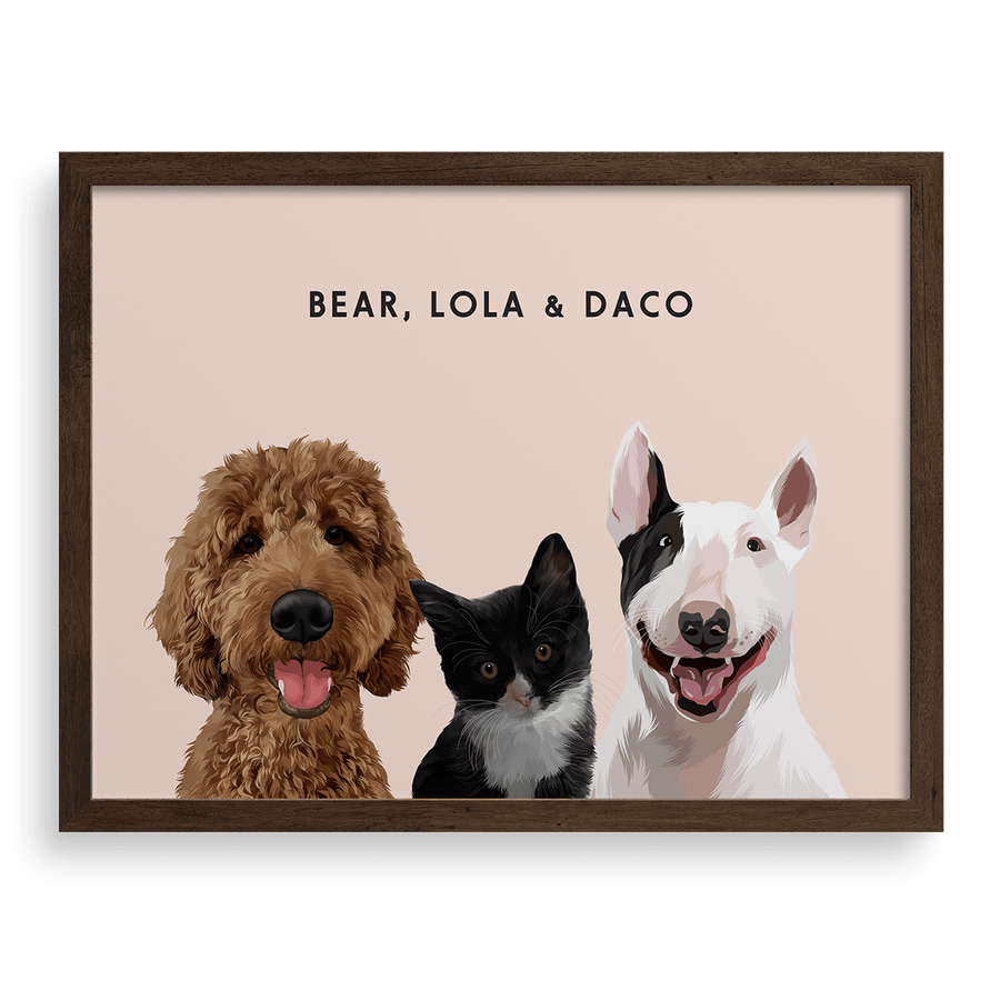 Custom Three Pet Portrait