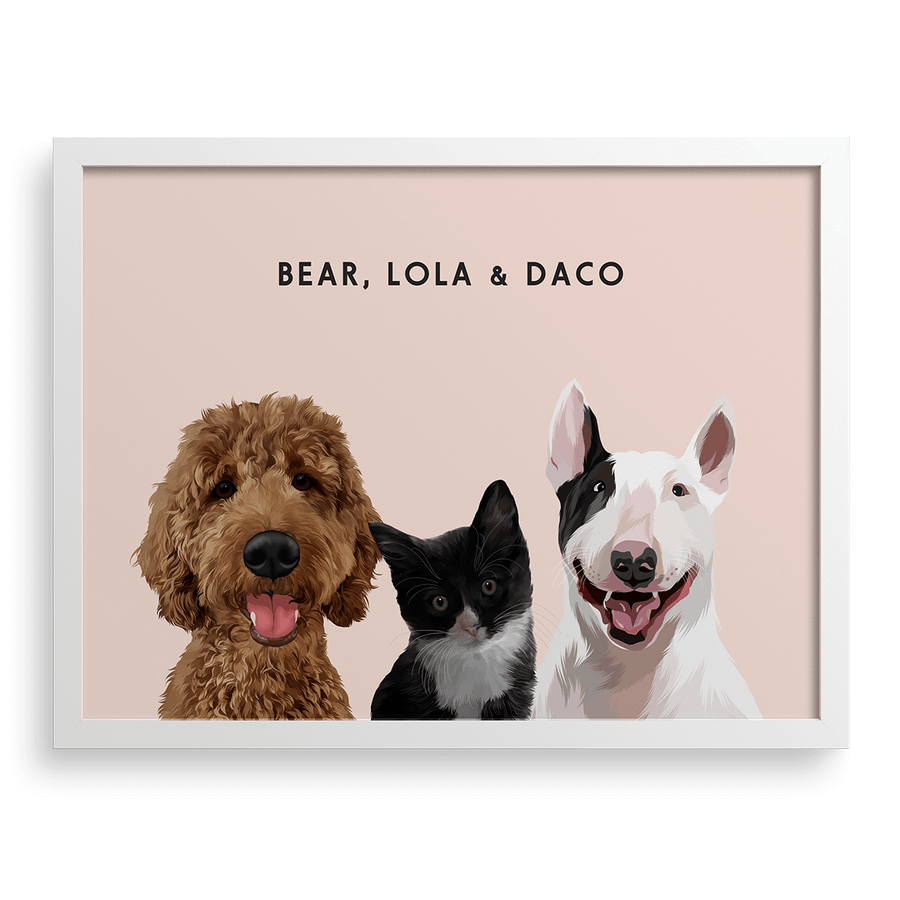 Custom Three Pet Portrait