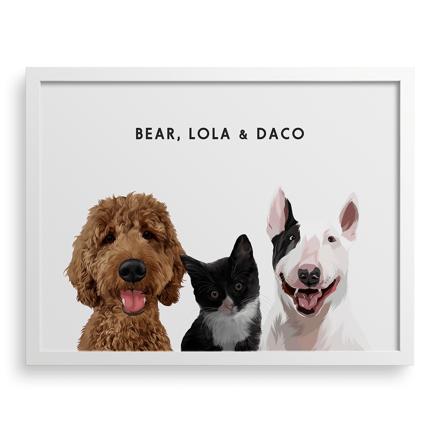 Custom Three Pet Portrait
