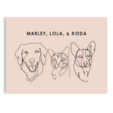 Custom Three Pet Line Drawing Portrait