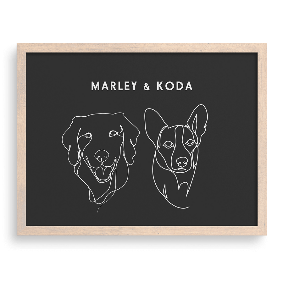 Custom Two Pet Line Drawing Portrait
