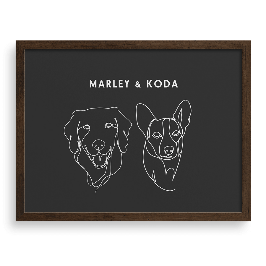 Custom Two Pet Line Drawing Portrait