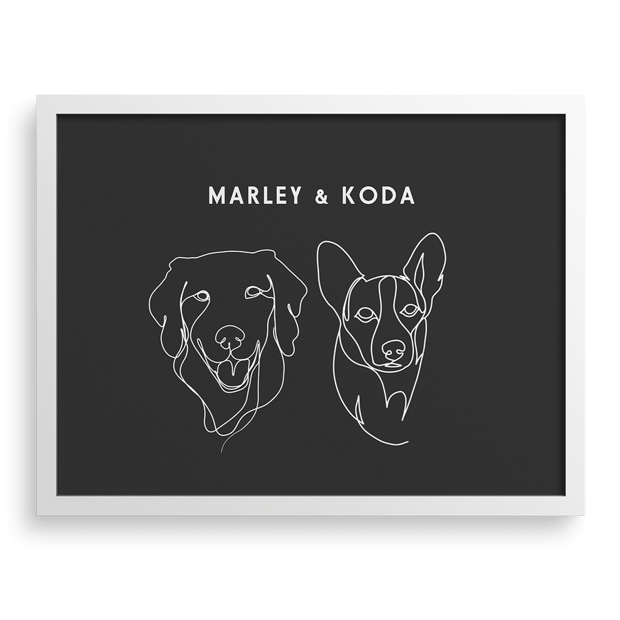 Custom Two Pet Line Drawing Portrait