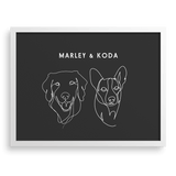 Custom Two Pet Line Drawing Portrait