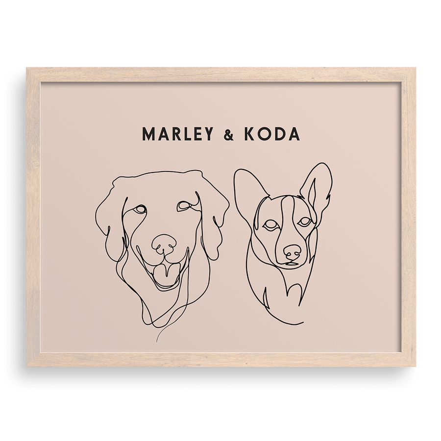 Custom Two Pet Line Drawing Portrait