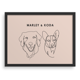 Custom Two Pet Line Drawing Portrait