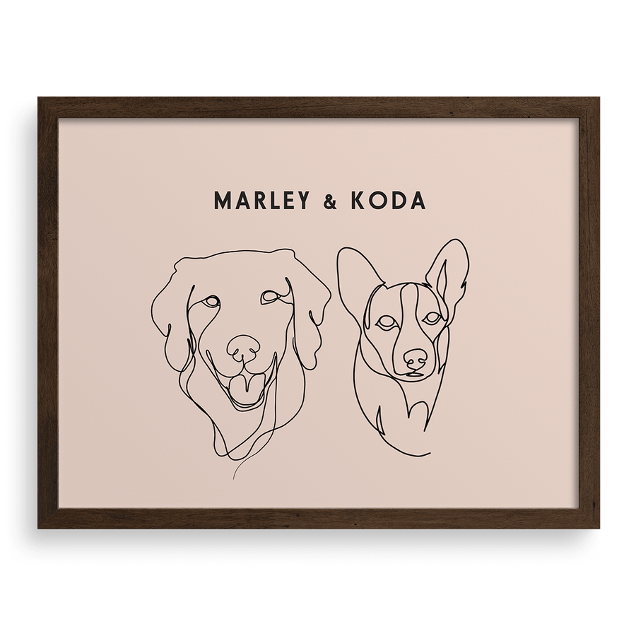 Custom Two Pet Line Drawing Portrait