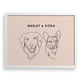 Custom Two Pet Line Drawing Portrait